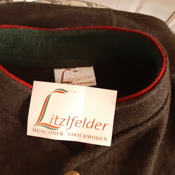 Litzlfelde made Germany Virgin Wool 8 Wood Chip Button Military Collar Size 50/L - Picture 4 of 10